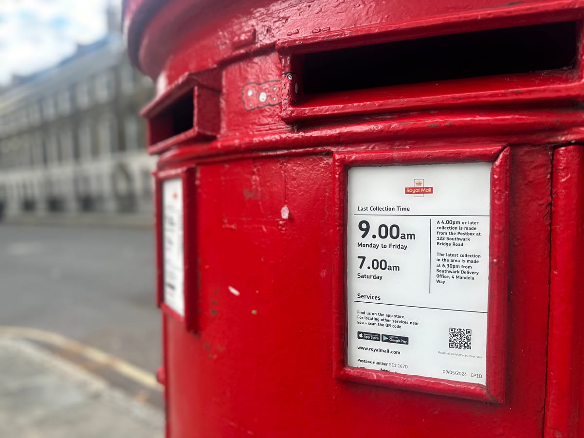 Royal Mail changes postbox collection times in SE1