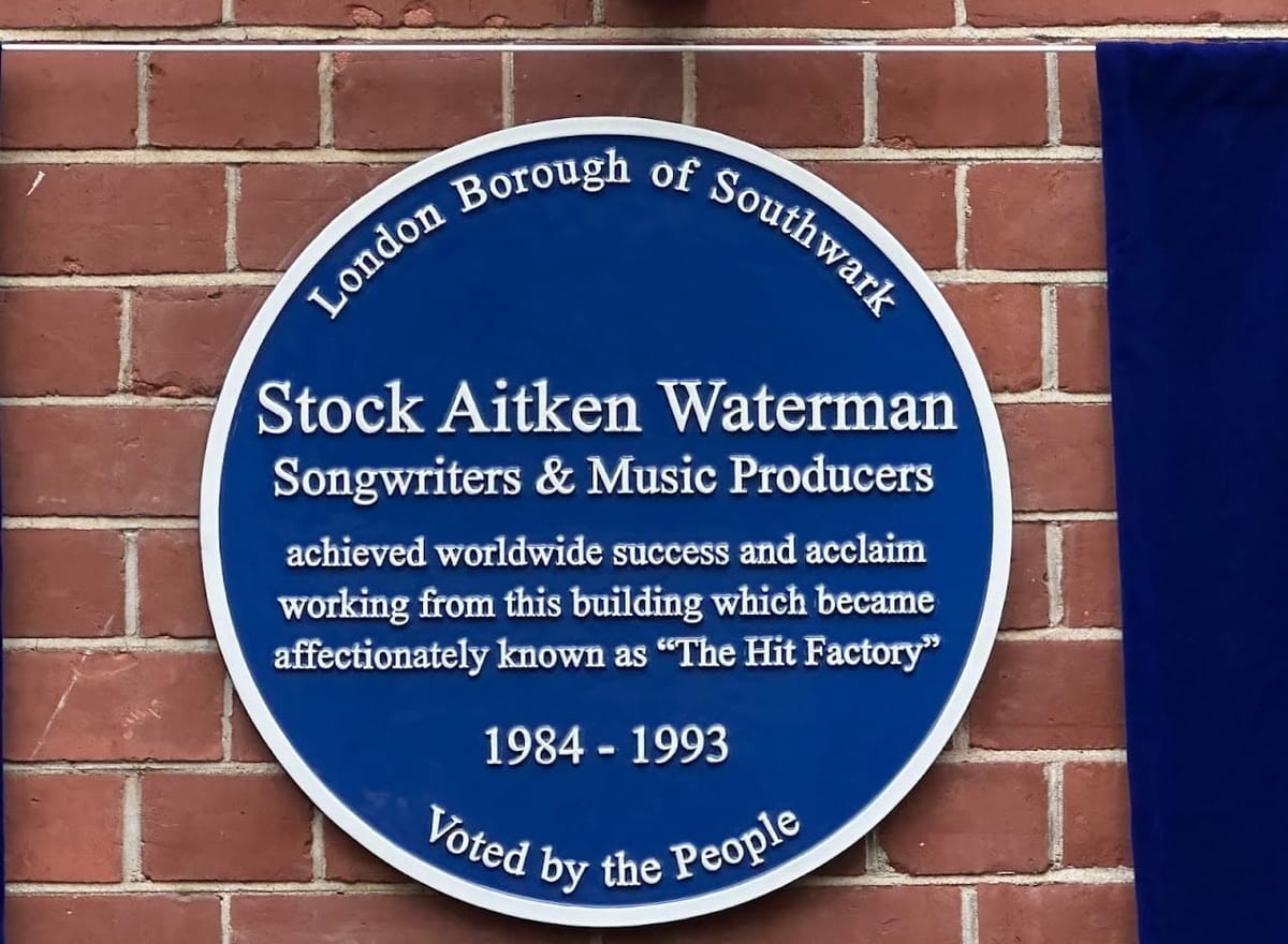 Stock Aitken Waterman blue plaque unveiled